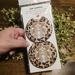 SB Brown and Black Animal Print Car Coasters